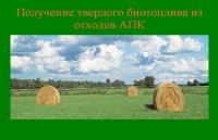 Получение твердого биотоплива из отходов АПК
